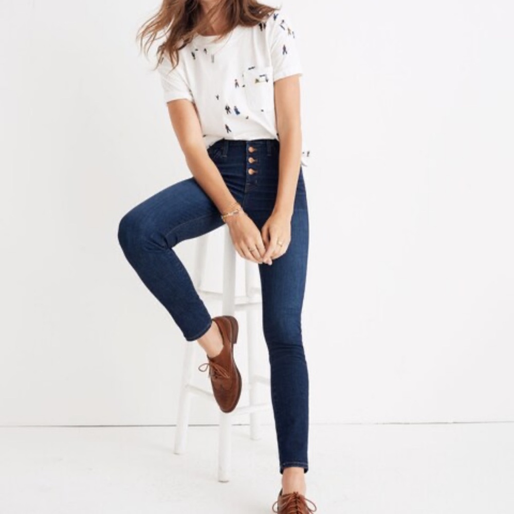 Madewell 9” High-Rise Skinny Jeans Hayes Wash Button Front Edition Size 30 NWT 👖